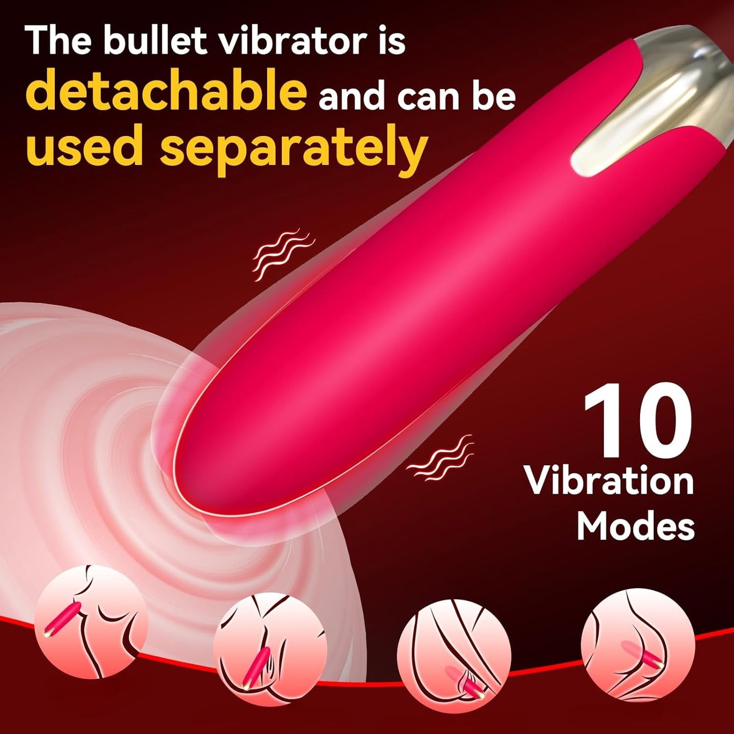 Anillo para pene vibrador con bala CrimsonPetal Red, estimulador de clítoris