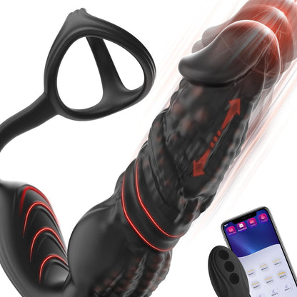 Anillo para el pene y masajeador prostático HyperThrust con 9 modos y control por aplicación
