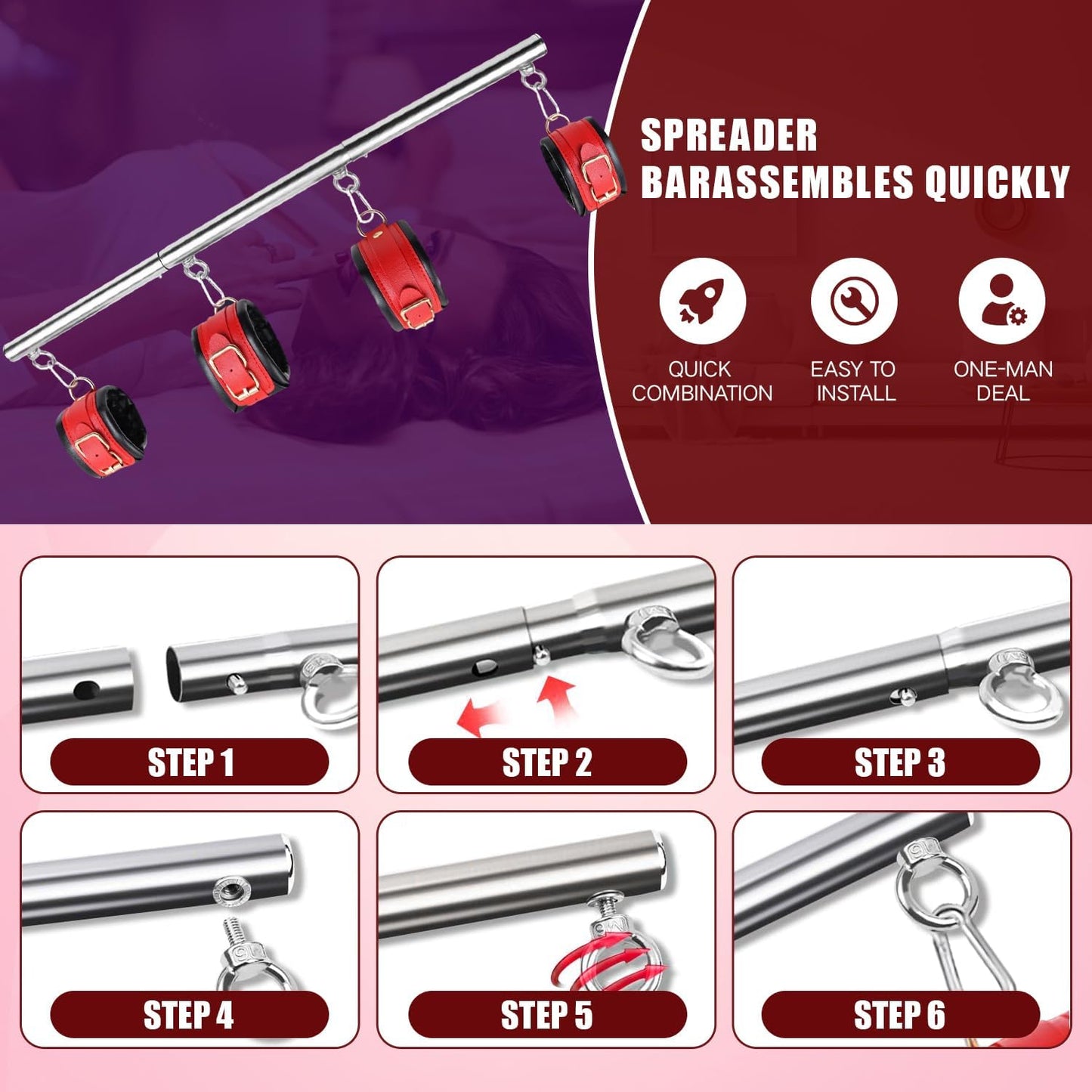 Set de Sujeción Bondage SM – Barras Extensoras Ajustables