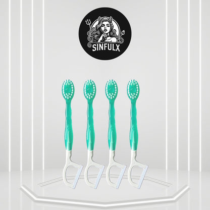 Cepillo de Dientes de Viaje Desechable 5 en 1 Morning After con Pasta Dental, Hilo Dental y Limpiador Lingual
