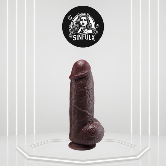 Godemiché Réaliste EclipseProbe Ebony Ultra Épais | Silicone Double Couche 21,5 cm avec Ventouse