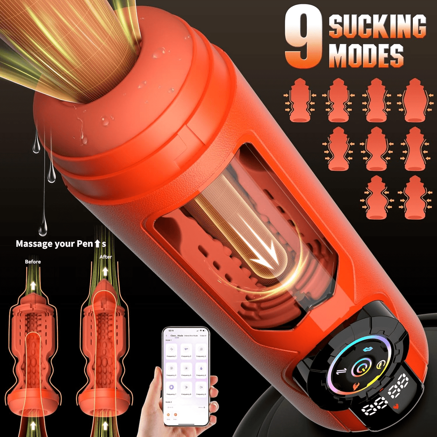Masturbador masculino ThermaFlux Heating AI con control por aplicación 5 en 1