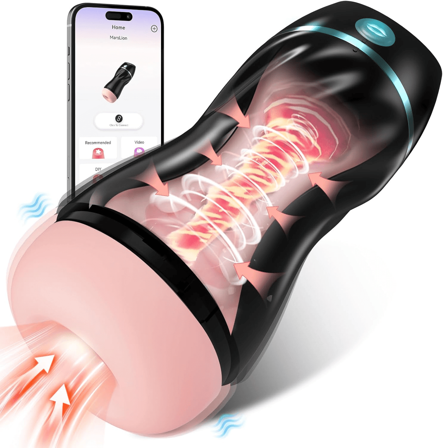 Sincronización por aplicación del masturbador masculino interactivo SyntraPulse AI