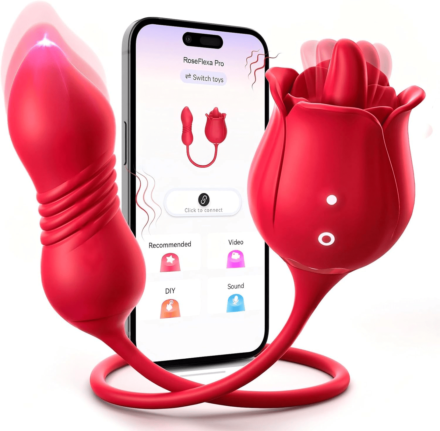 RoselleX AI Rose Vibrador de Impulso 9 Lamidas 9 Impulsos