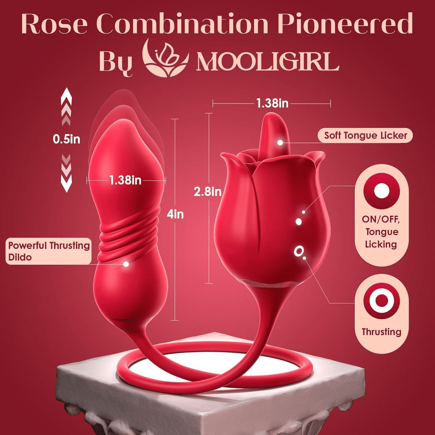 RoselleX AI Rose Vibrador de Impulso 9 Lamidas 9 Impulsos