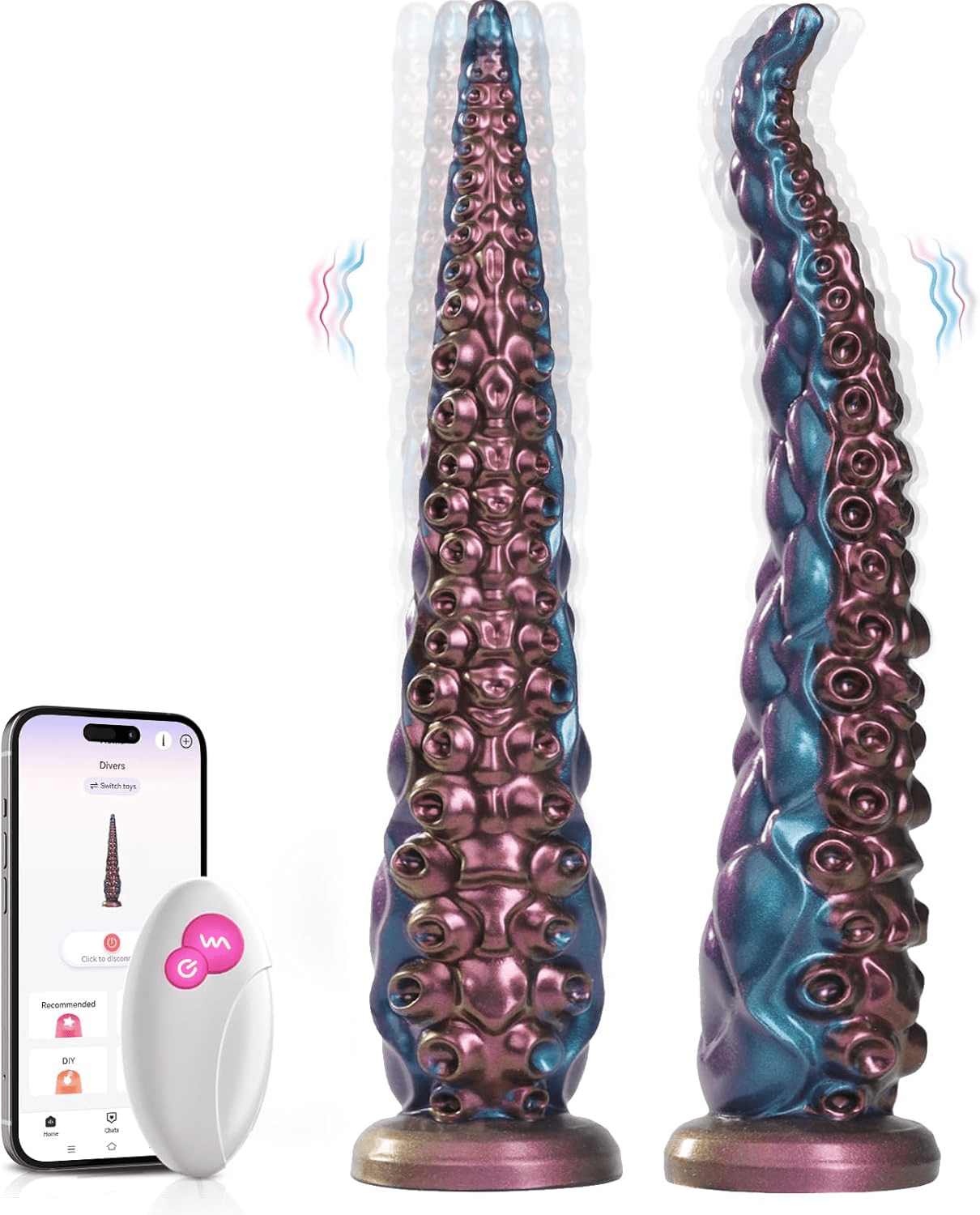 Vibrador dildo con tentáculos KrakenyX AI con 10 modos y control por aplicación