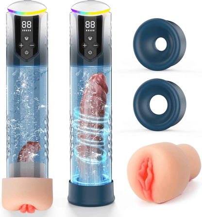 Bomba de pene AquaBurst 5 modos Explosión Pantalla LCD