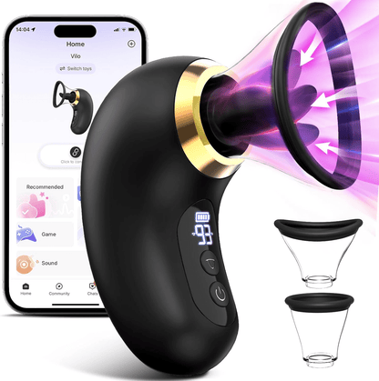 Varita de rosa ObsidiaSync AI chupasueños de clítoris, aplicación con pantalla LCD, resistente al agua