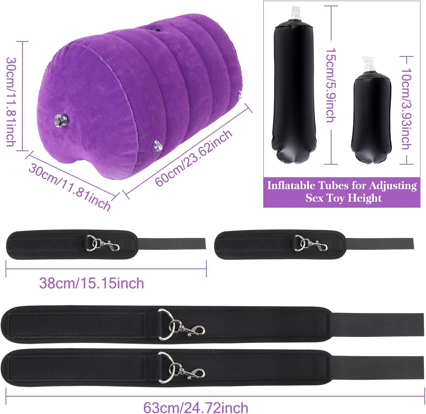 Almohada con Montaje de Dildo Inflable HeartLock con Juego de Puños