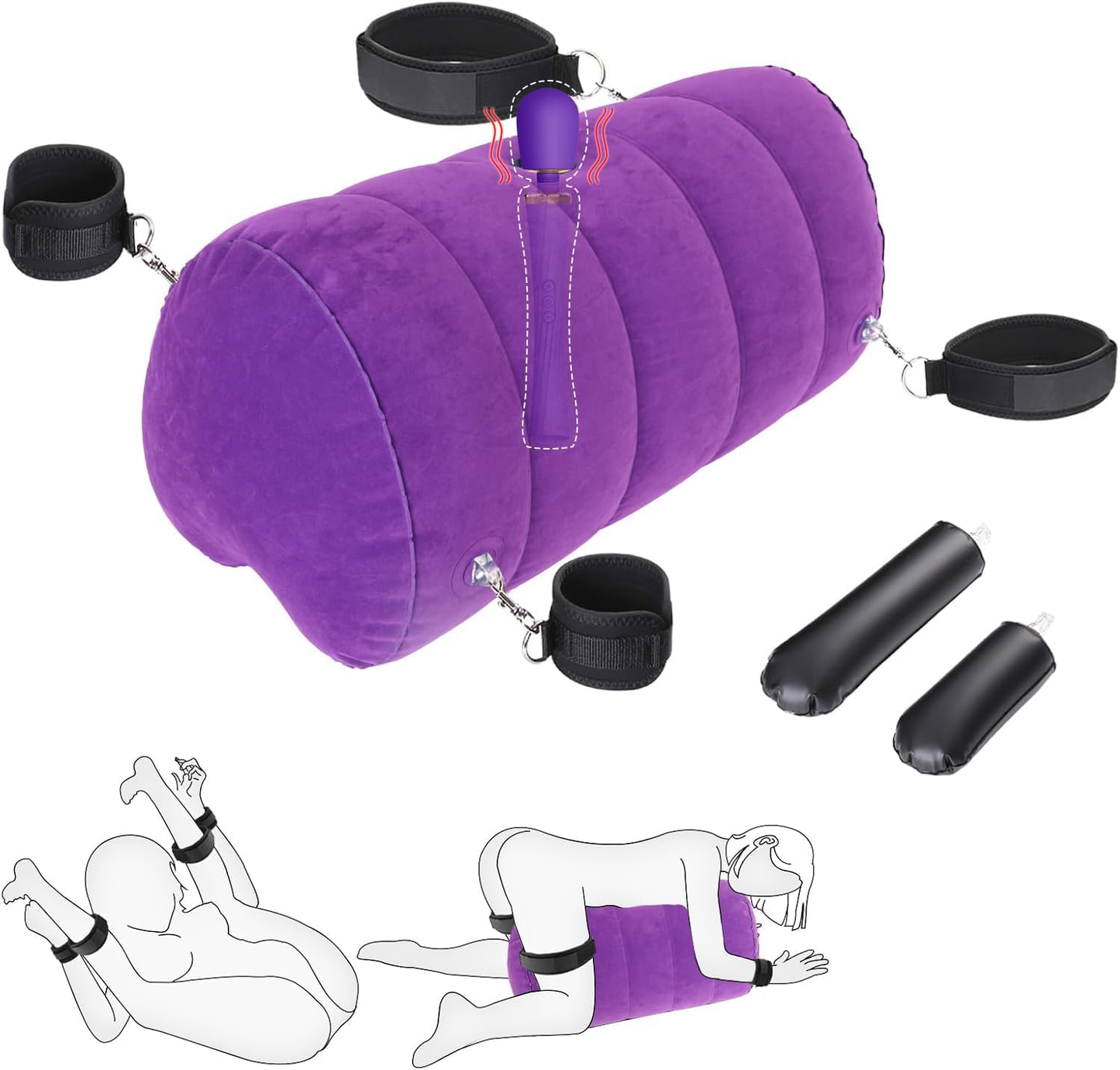 Almohada con Montaje de Dildo Inflable HeartLock con Juego de Puños