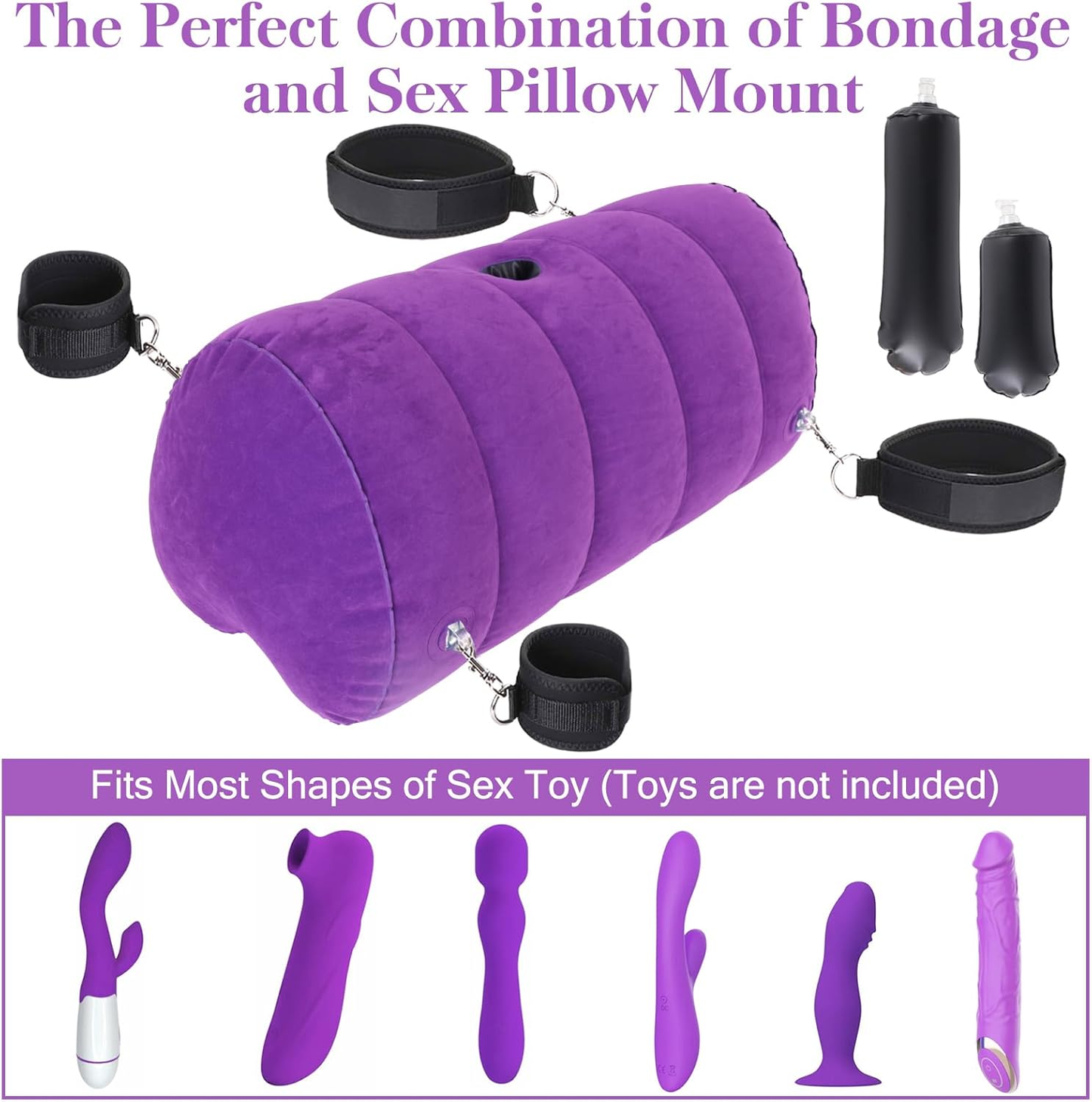 Almohada con Montaje de Dildo Inflable HeartLock con Juego de Puños