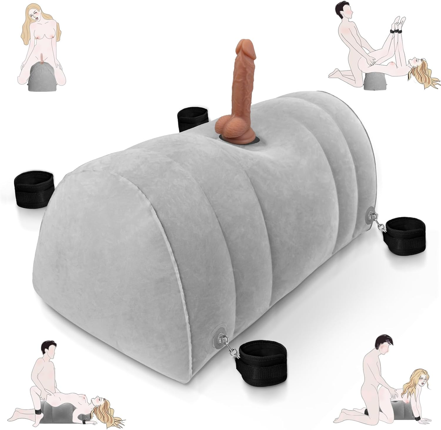 Almohada inflable BDSM DominaLift con soporte para dildo y esposas