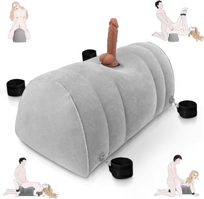 Almohada inflable BDSM DominaLift con soporte para dildo y esposas