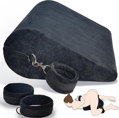 Almohada de posicionamiento BDSM StrataBond con puños para muñecas y tobillos