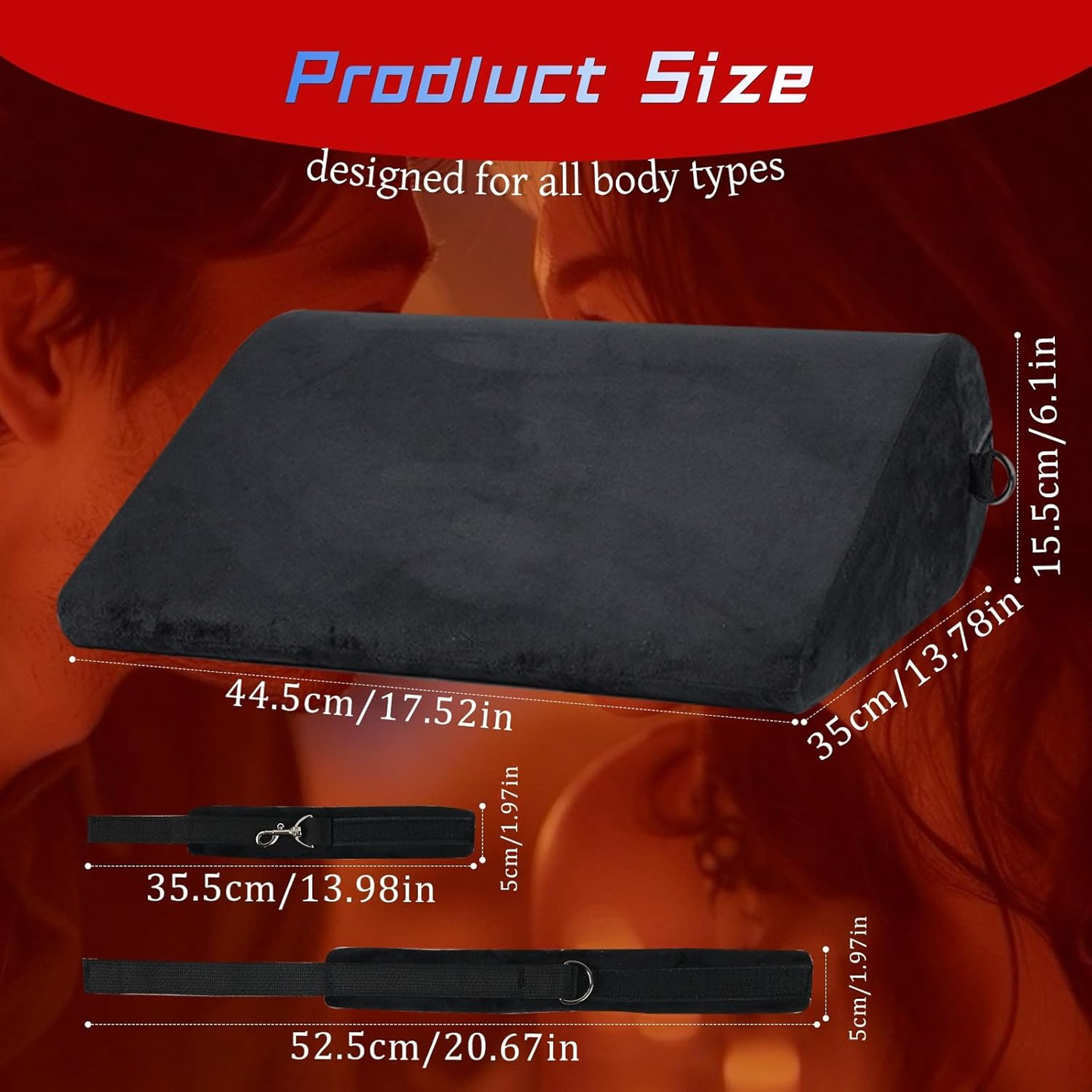 Almohada de posicionamiento BDSM StrataBond con puños para muñecas y tobillos