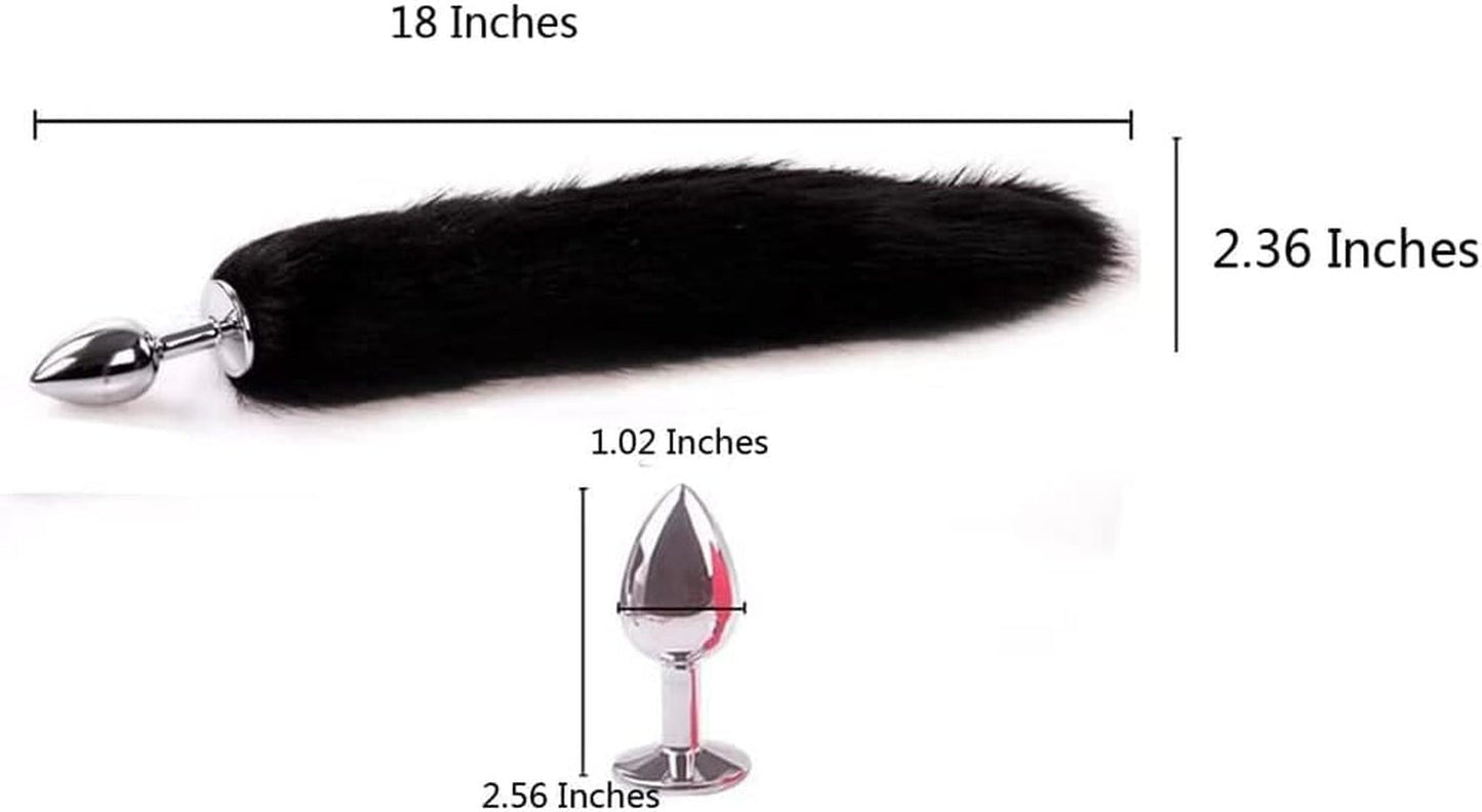 Tapón anal de acero ObsidianTail Black Fox Tail 18"