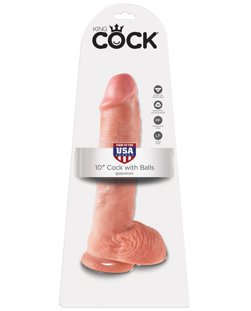 King Cock 10" verge avec testicules - couleur chair