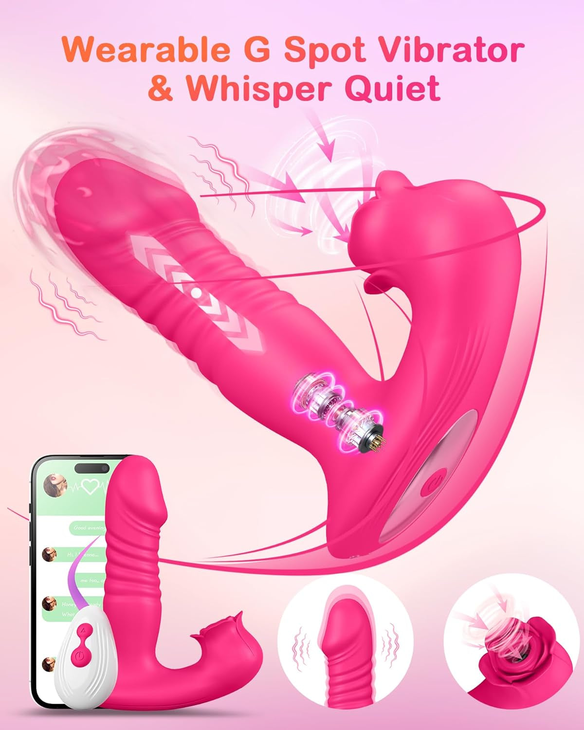 RoseThrustV Chupador de Clítoris Impulsor Portátil 3 en 1