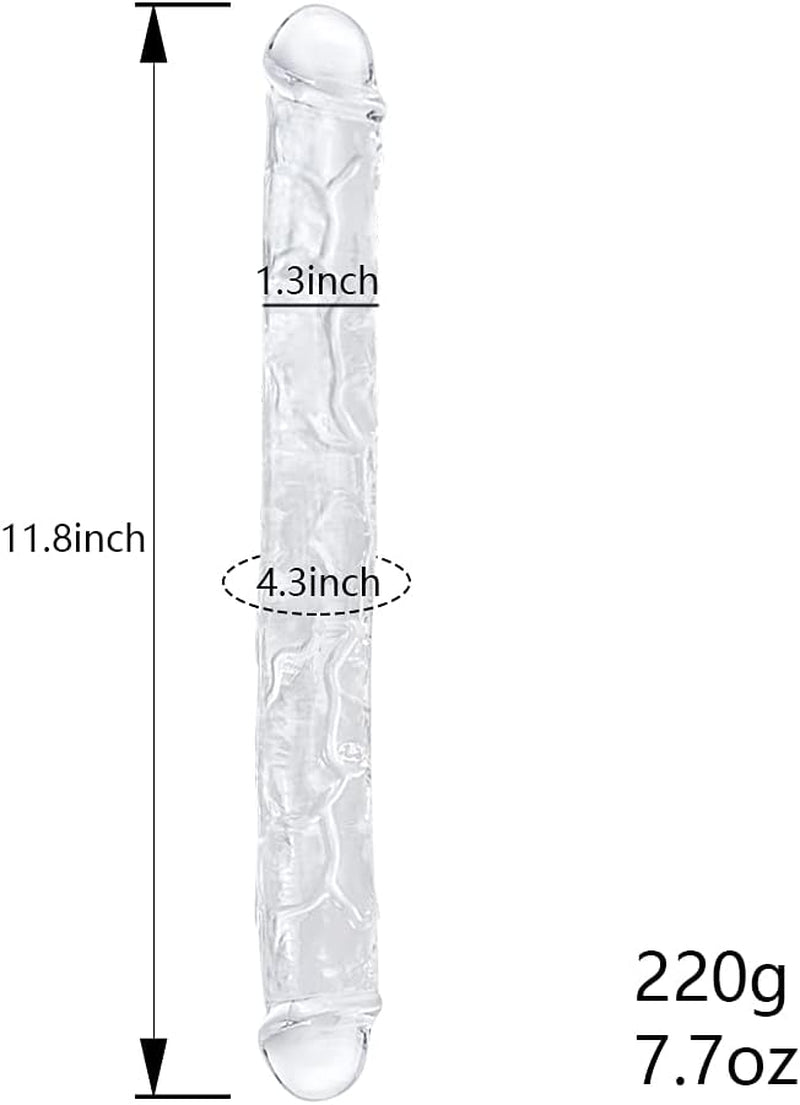 JellySync Dildo Doble 11,8" Transparente y Flexible