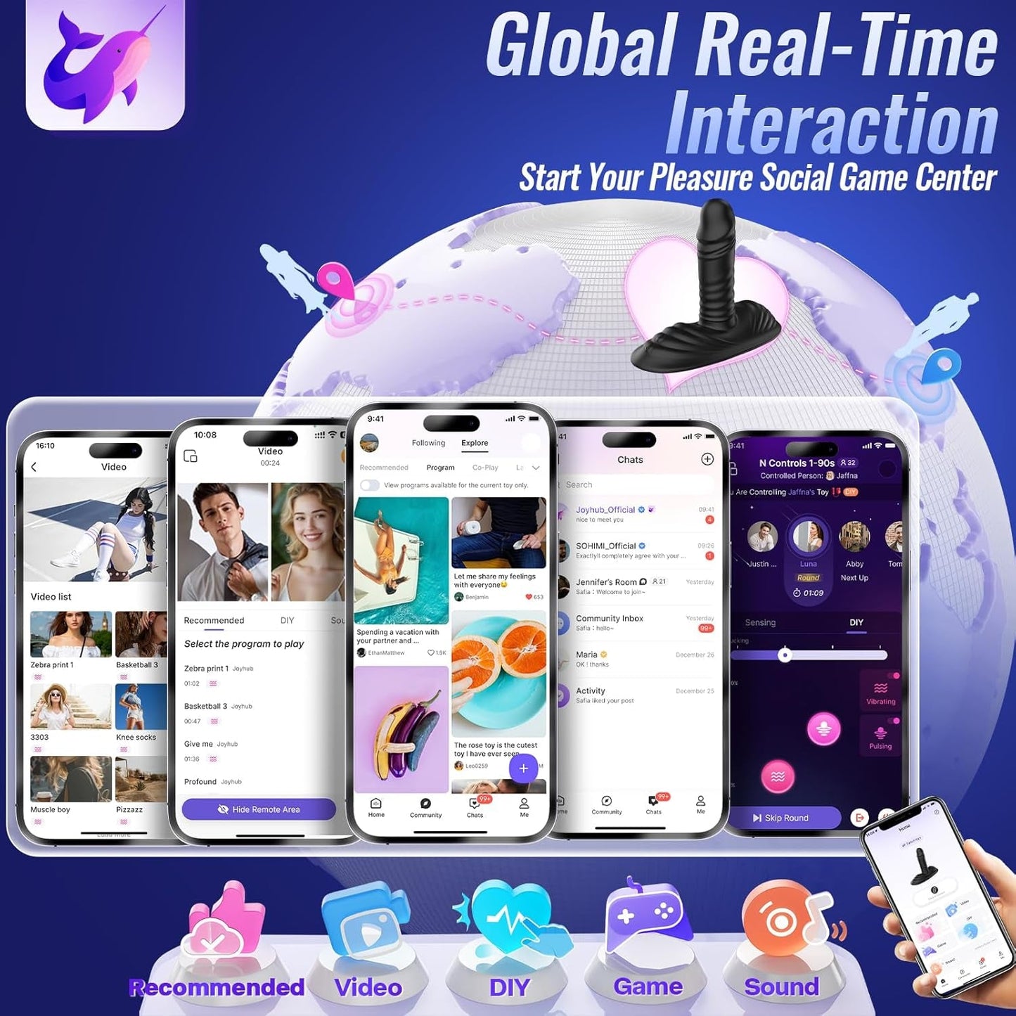GravionX AI Prostate Massager Thrust Riding Vibrator Remote