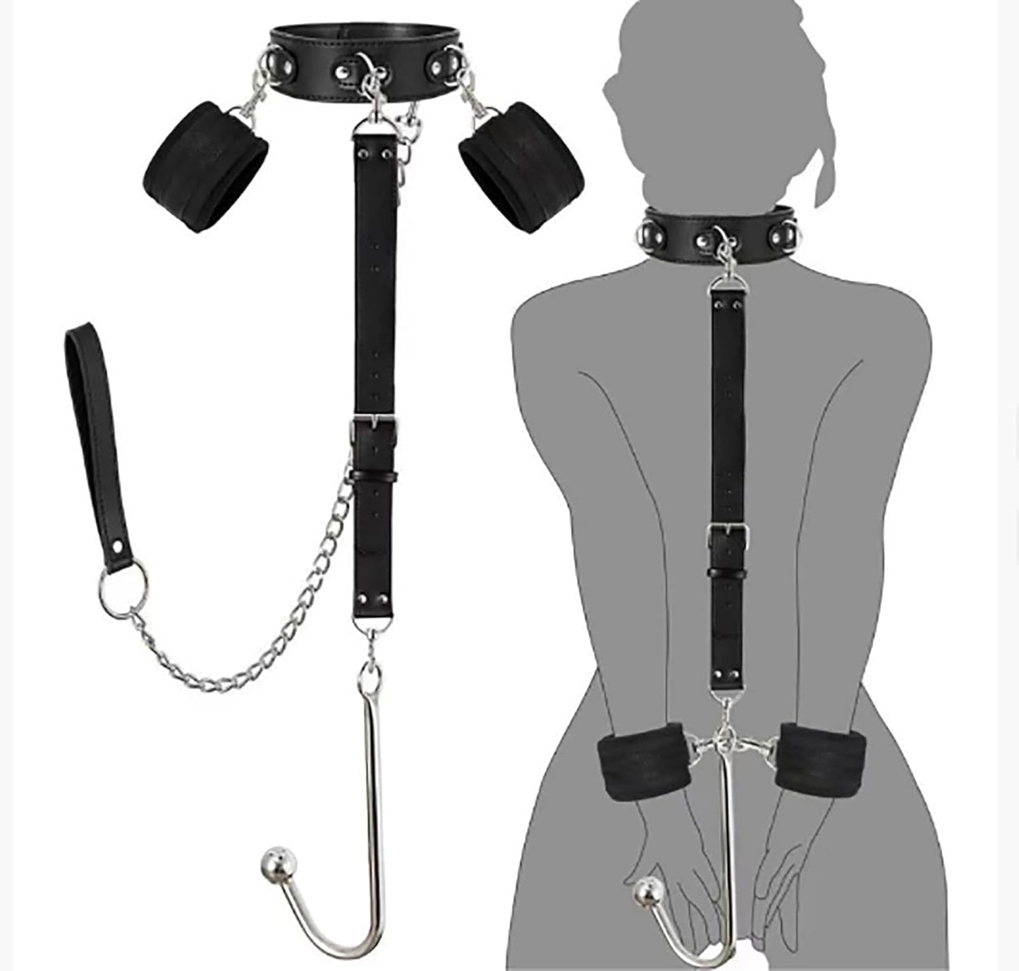 DominusHook Anal Hook BDSM Restraint Kit Collar Cuffs