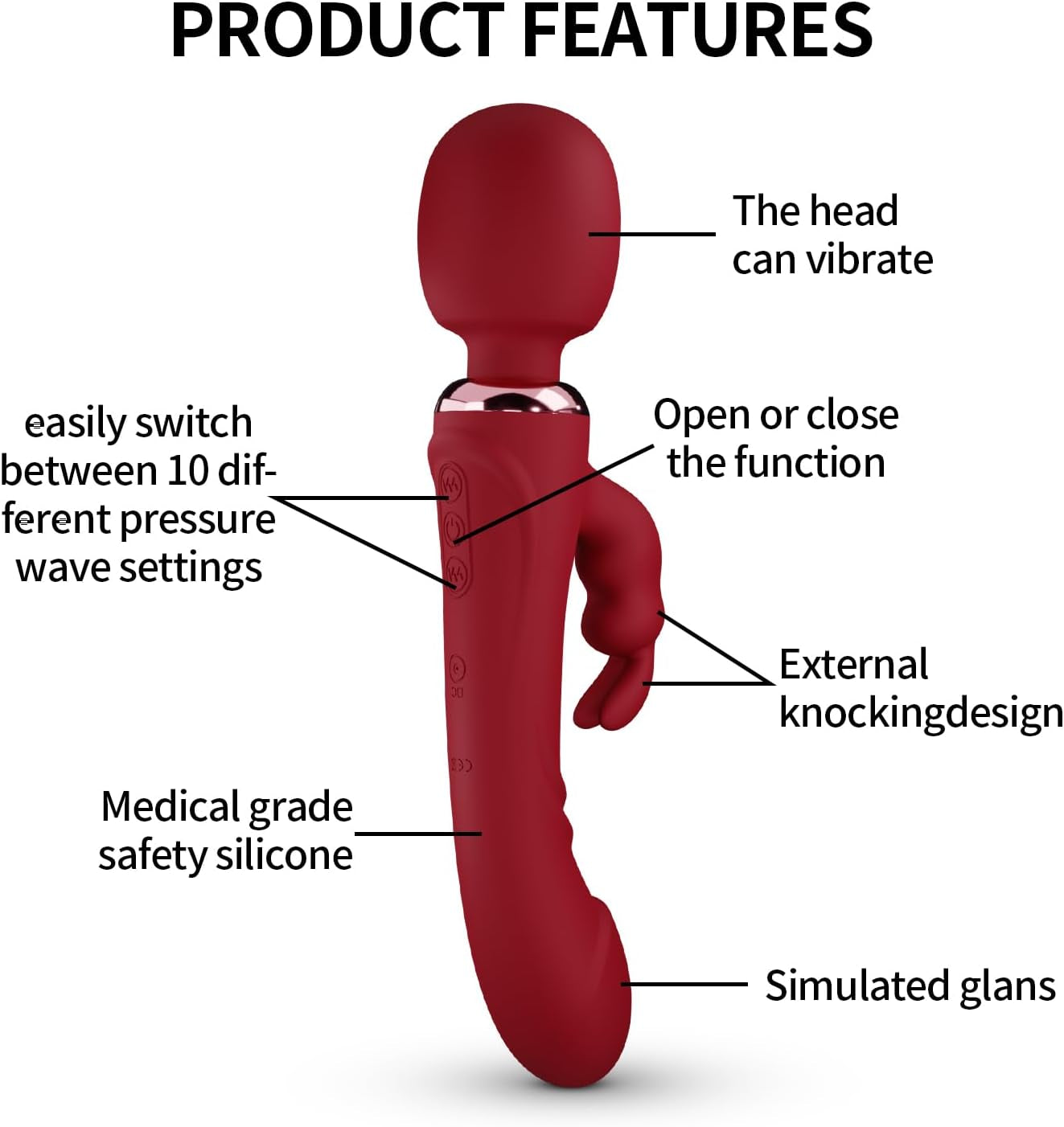Vibrador conejito CrimsonWave Varita sexual 10 modos silicona impermeable