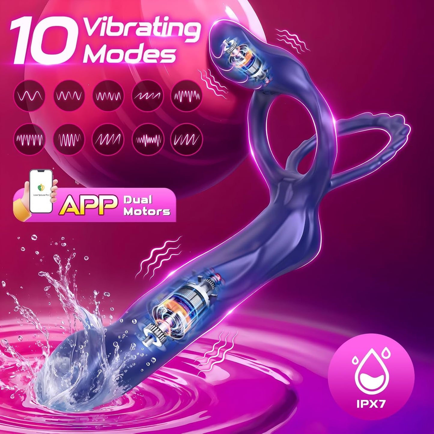 Anillo para pene DualDrive con vibrador de clítoris incorporado