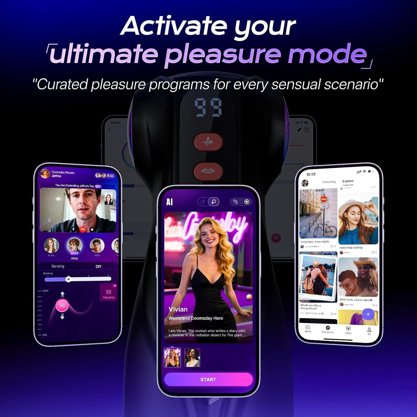 LumiSync AI Sync Pocket Pussy 3 Sleeves App Control Stroker