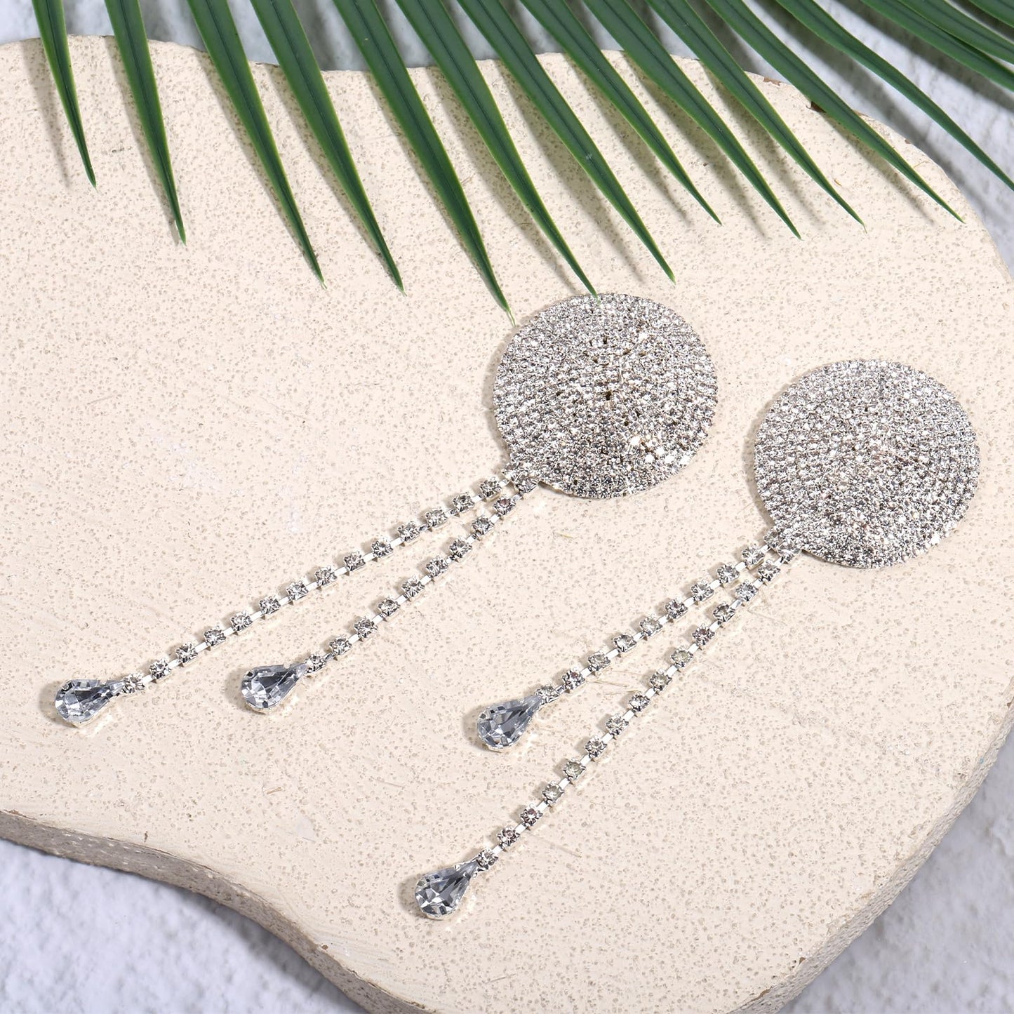Conjunto de pezoneras con borlas de diamantes de imitación