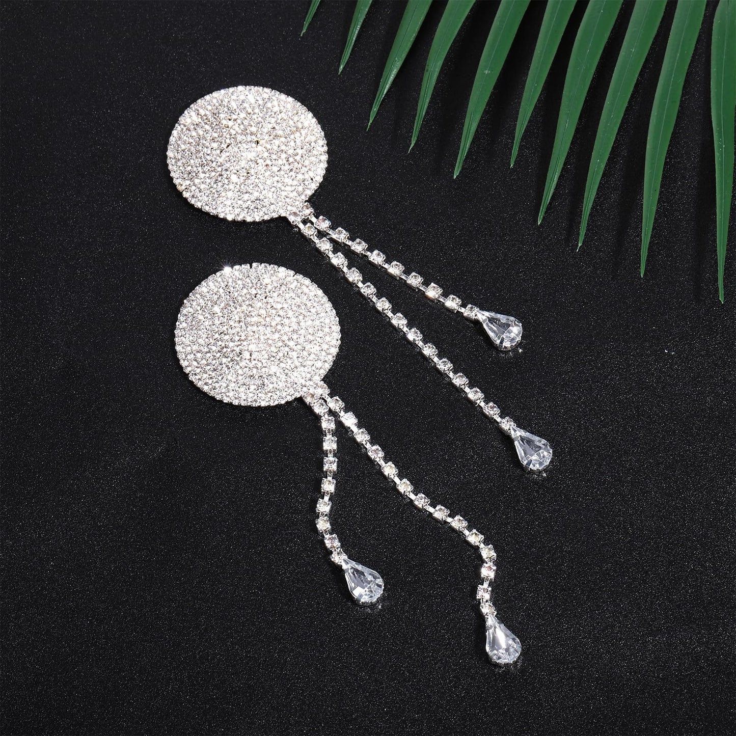 Conjunto de pezoneras con borlas de diamantes de imitación