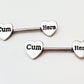 'Cum Here' Pierced Nipple Barbells 14G Sexy Nipple Rings Jewelry