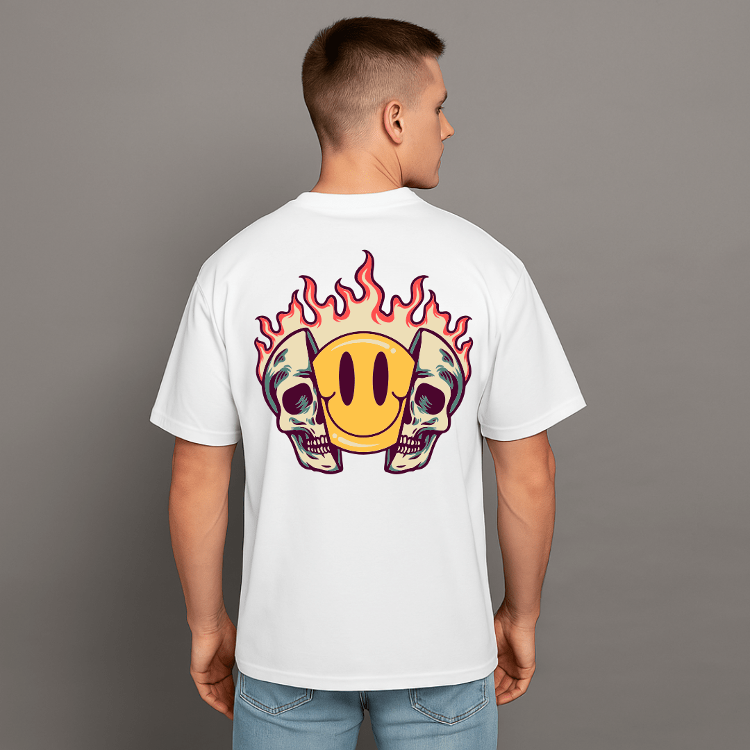 Camiseta Oversize para Hombre EA con Emoji de Fuego