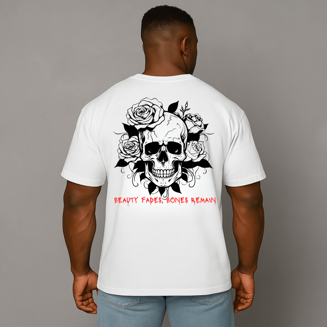 Camiseta extragrande con calavera y rosas de EA para hombre