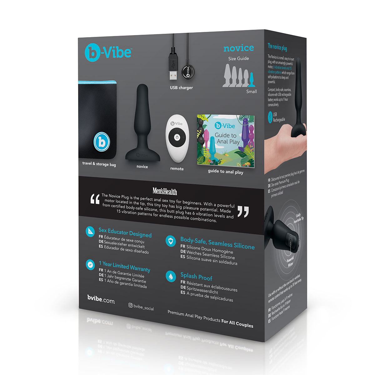 b-Vibe Novice Anal Plug - Negro