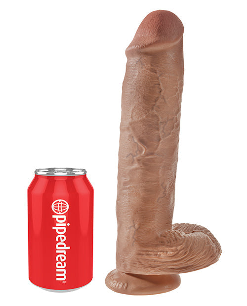King Cock 11" Pene con testículos - Bronceado