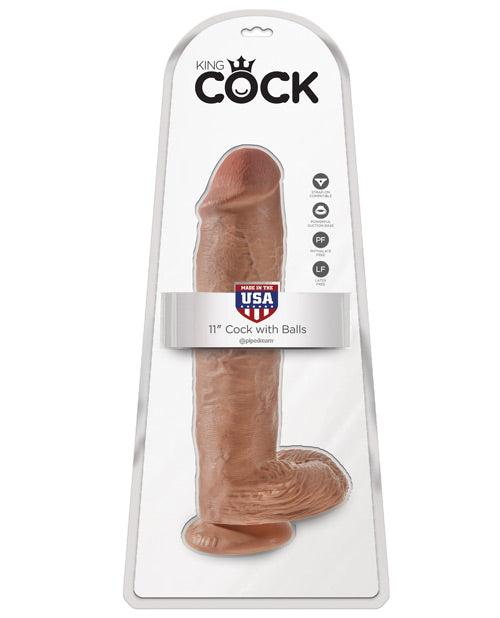 King Cock 11" Pene con testículos - Bronceado
