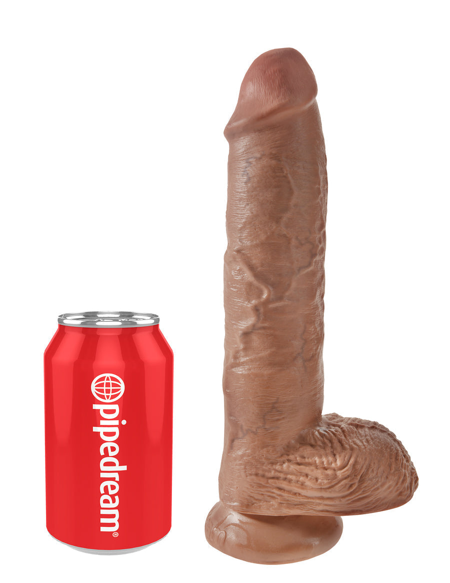 Pene King Cock de 10" con testículos - Color tan