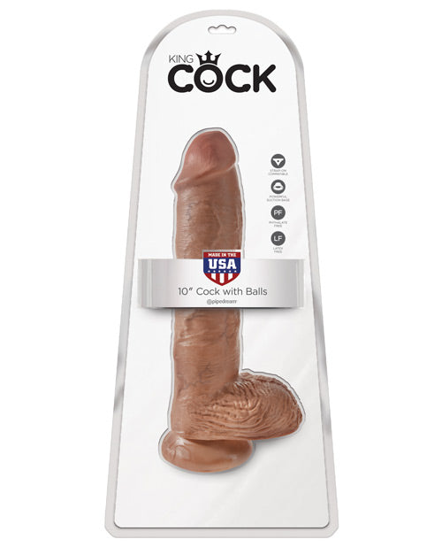 Pene King Cock de 10" con testículos - Color tan