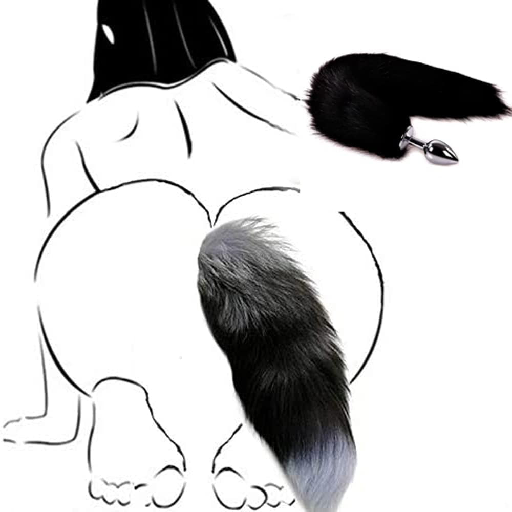 Tapón anal de acero ObsidianTail Black Fox Tail 18"