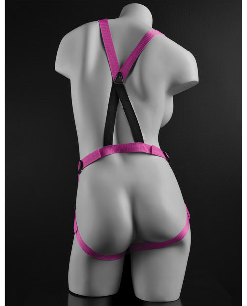 Arnés de tirantes con dildo Diloo de 7" - Rosa