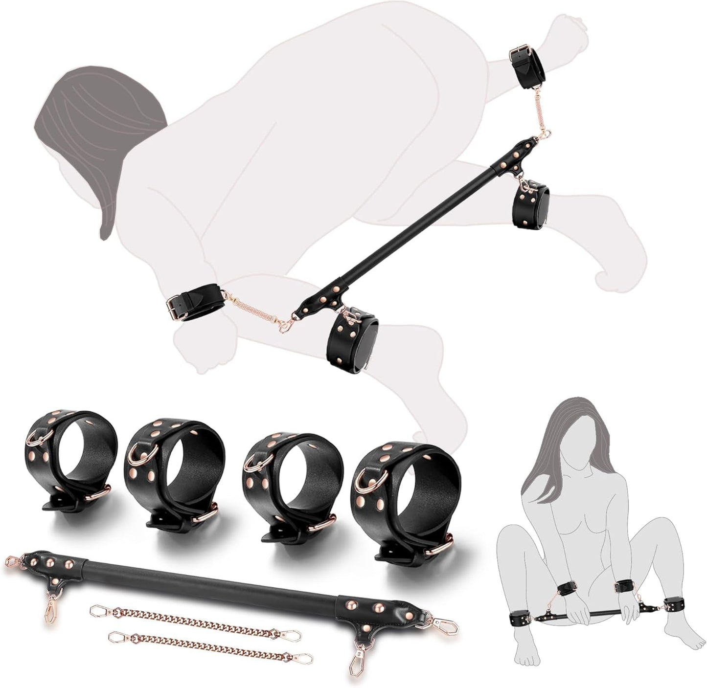 Kit BDSM de barra separadora ajustable ChainFlex