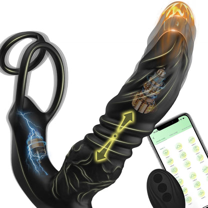 MaxThrust Masajeador prostático vibratorio con anillo para el pene y control remoto por aplicación