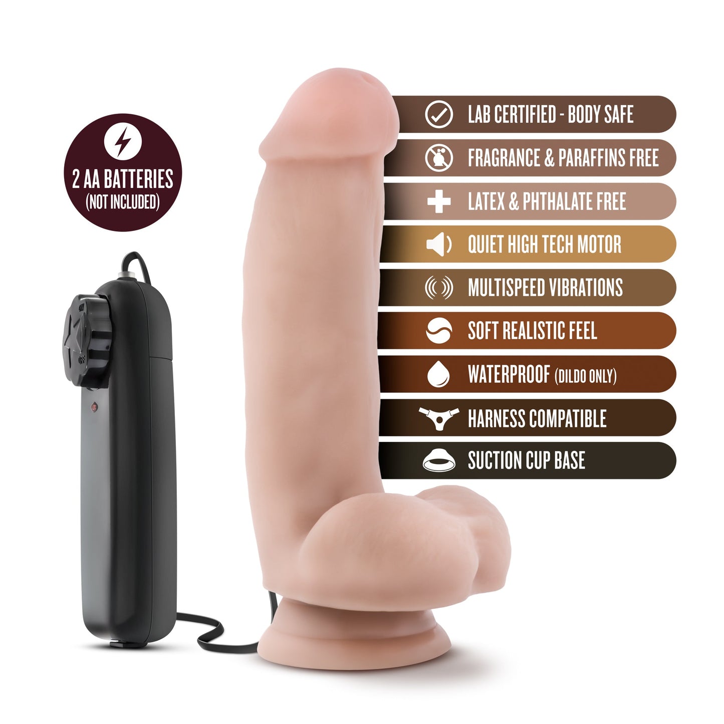 Coverboy El mariscal de campo Dildo vibrador de 7" - Vainilla