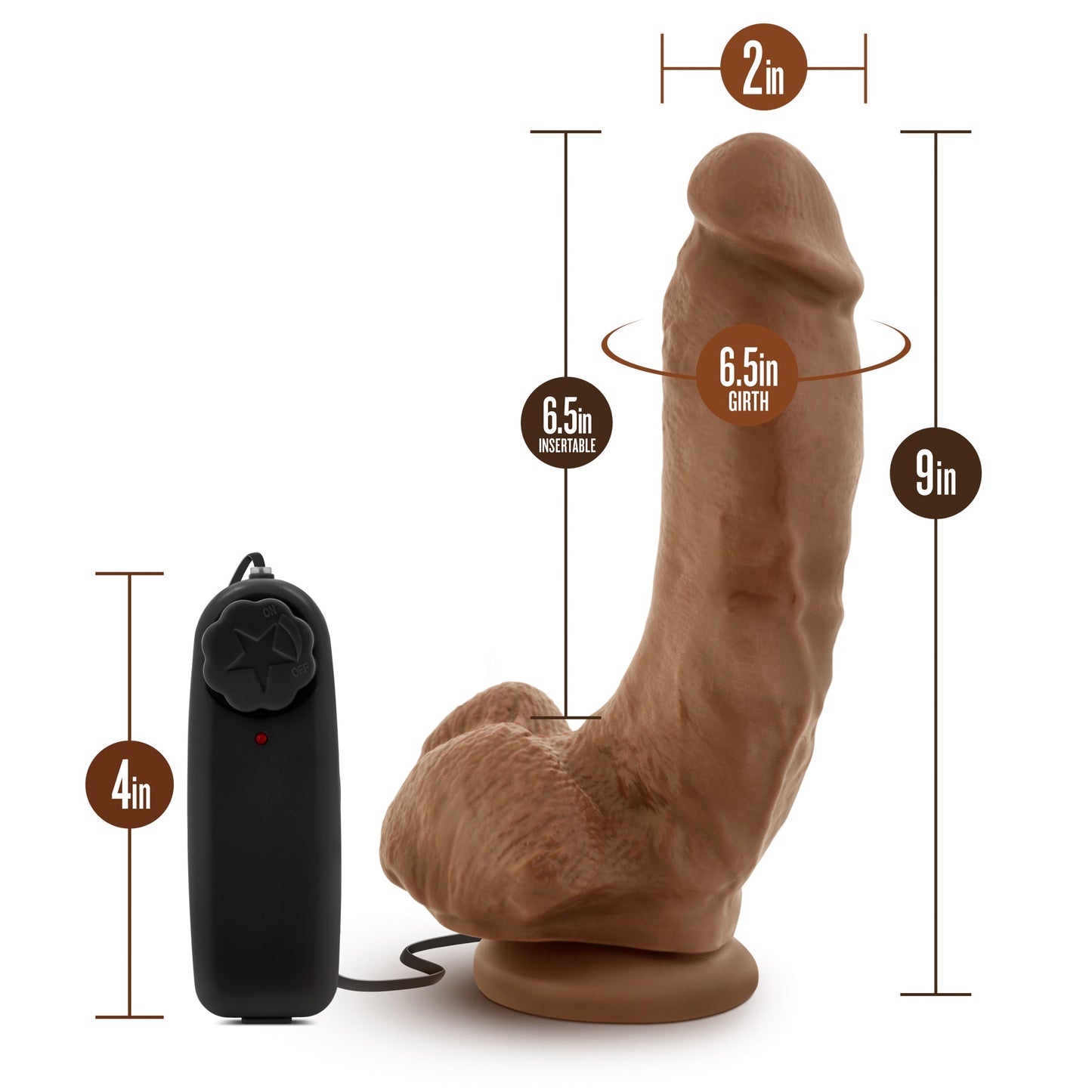 Coverboy The Boxer 9" Dildo Vibrador - Mocha