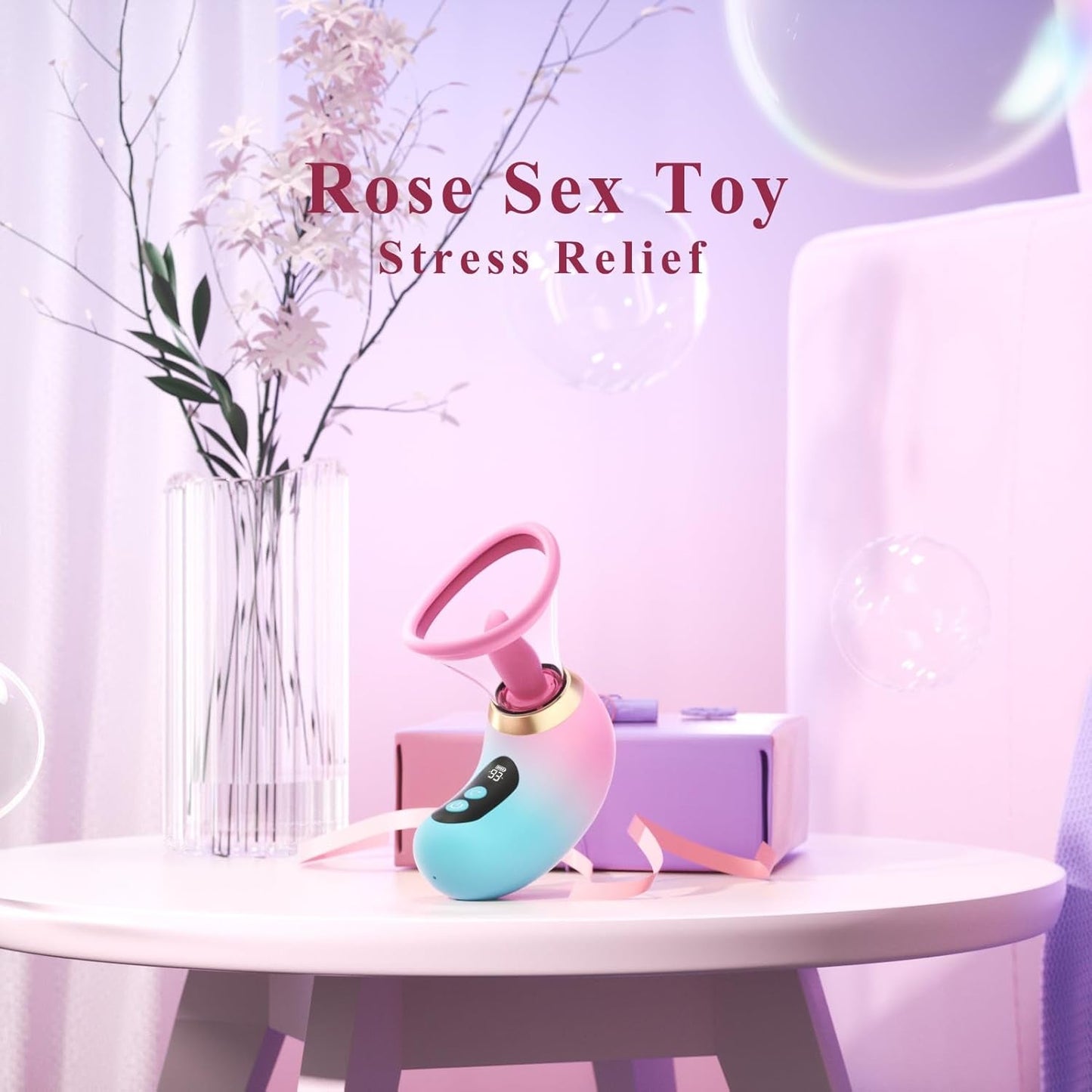 Vibrador de clítoris LumiVanta AI Rose Wand con pantalla LCD y aplicación, impermeable