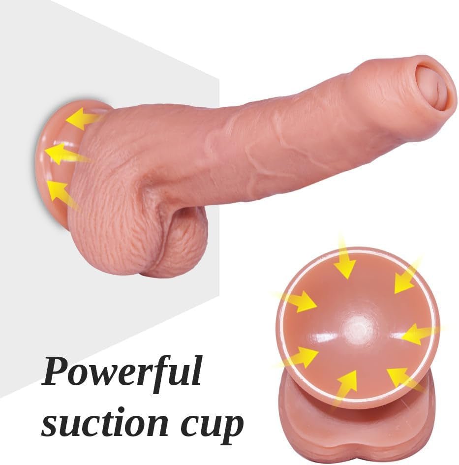 Prépuce 8 pouces Dildo réaliste en silicone avec ventouse