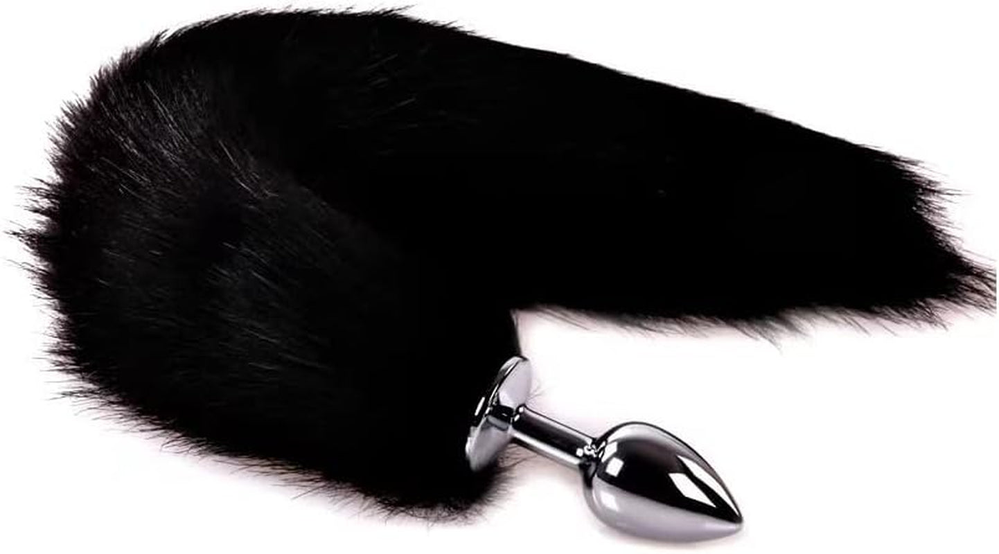 Tapón anal de acero ObsidianTail Black Fox Tail 18"