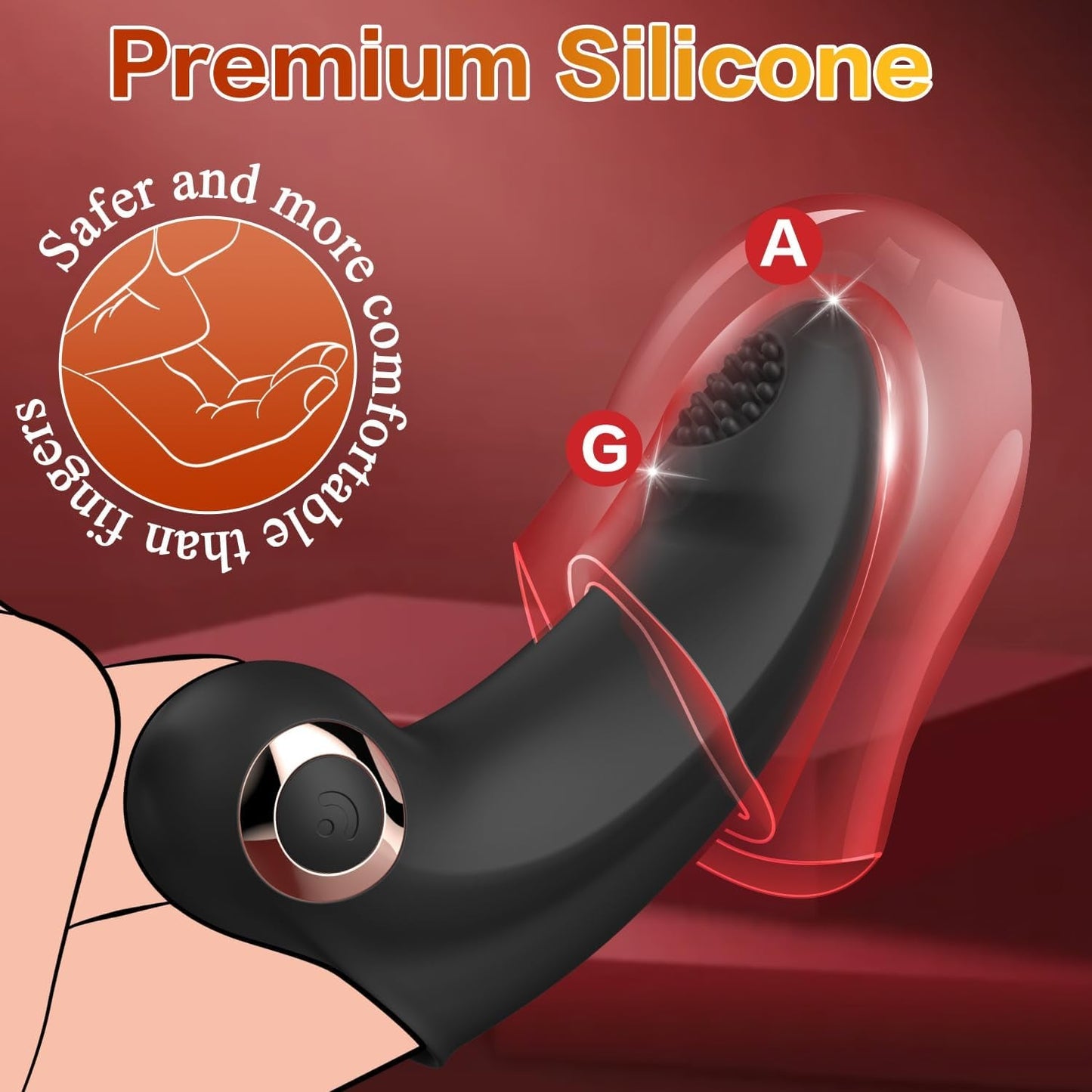 NoirTouch Vibrador de Dedo 10 Modos Impermeable Silencioso Negro