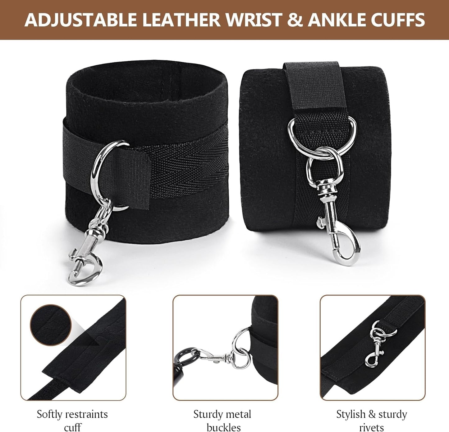 VelvetSpread Adjustable BDSM Spreader Bar with Cuffs