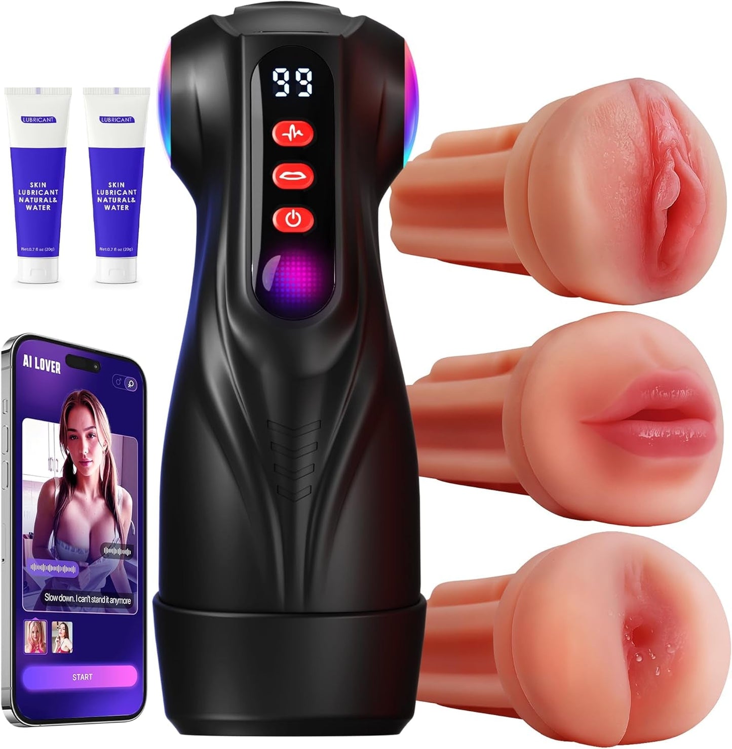 Vibrador Stroker de 3 Fundas SynapseX AI Pocket Pussy
